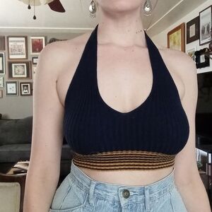 Forever 21 Rib Knit Halter Crop Top Size Small